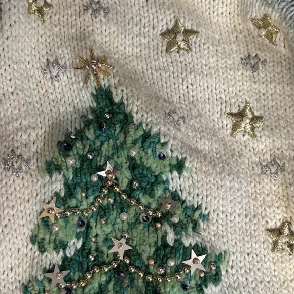 Vintage 90s Marisa Christina Christmas Pastel Blue Knit Cardigan Sweater Plus 2X - Picture 13 of 16